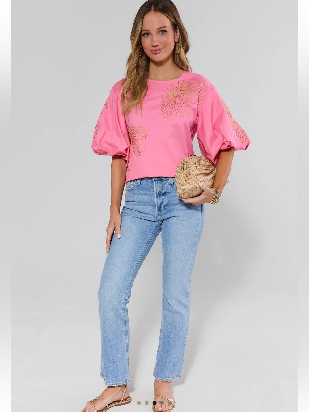 Avara Tara Pink Embroidered Top XL NWT